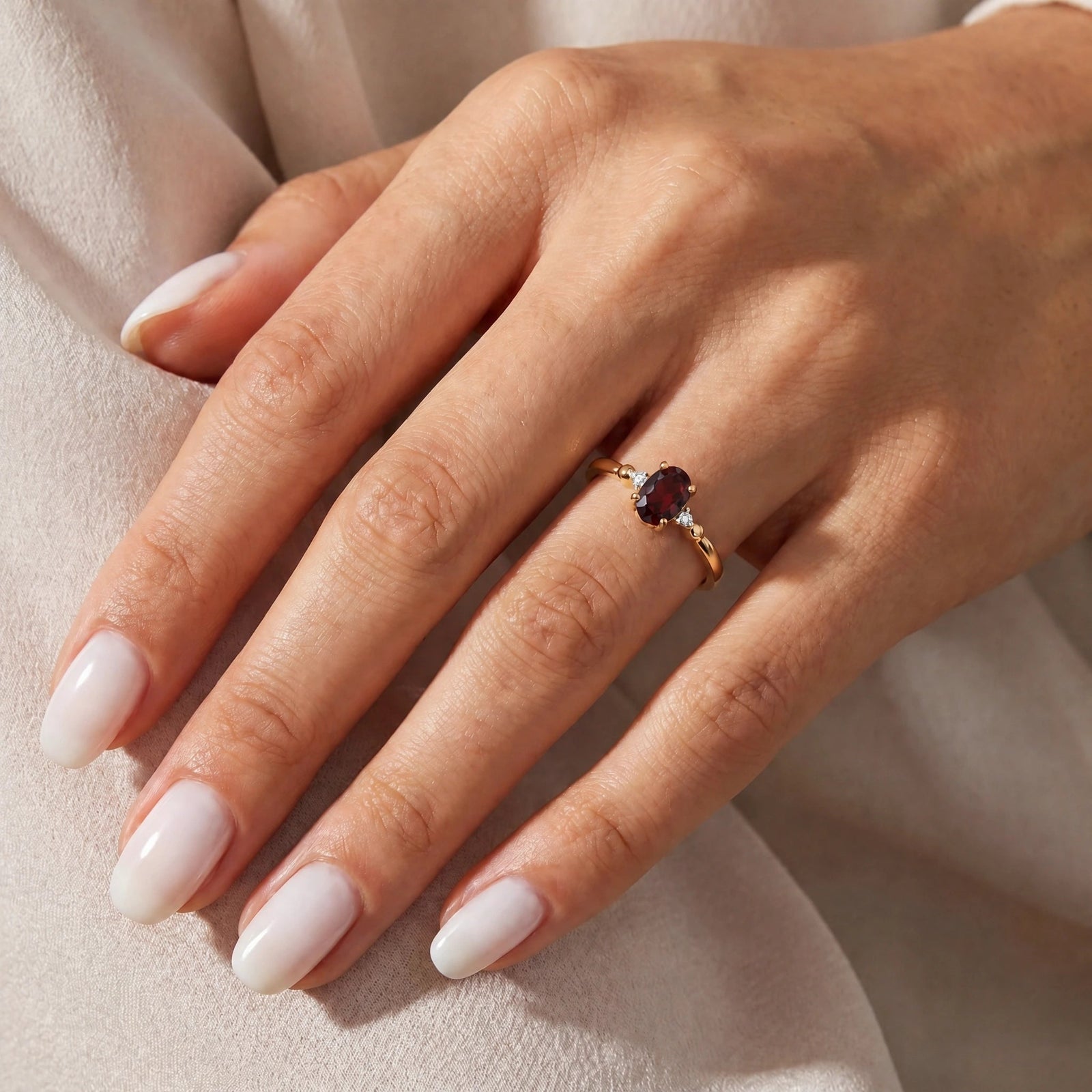 Yellow Gold Diamond & Garnet — Leontina