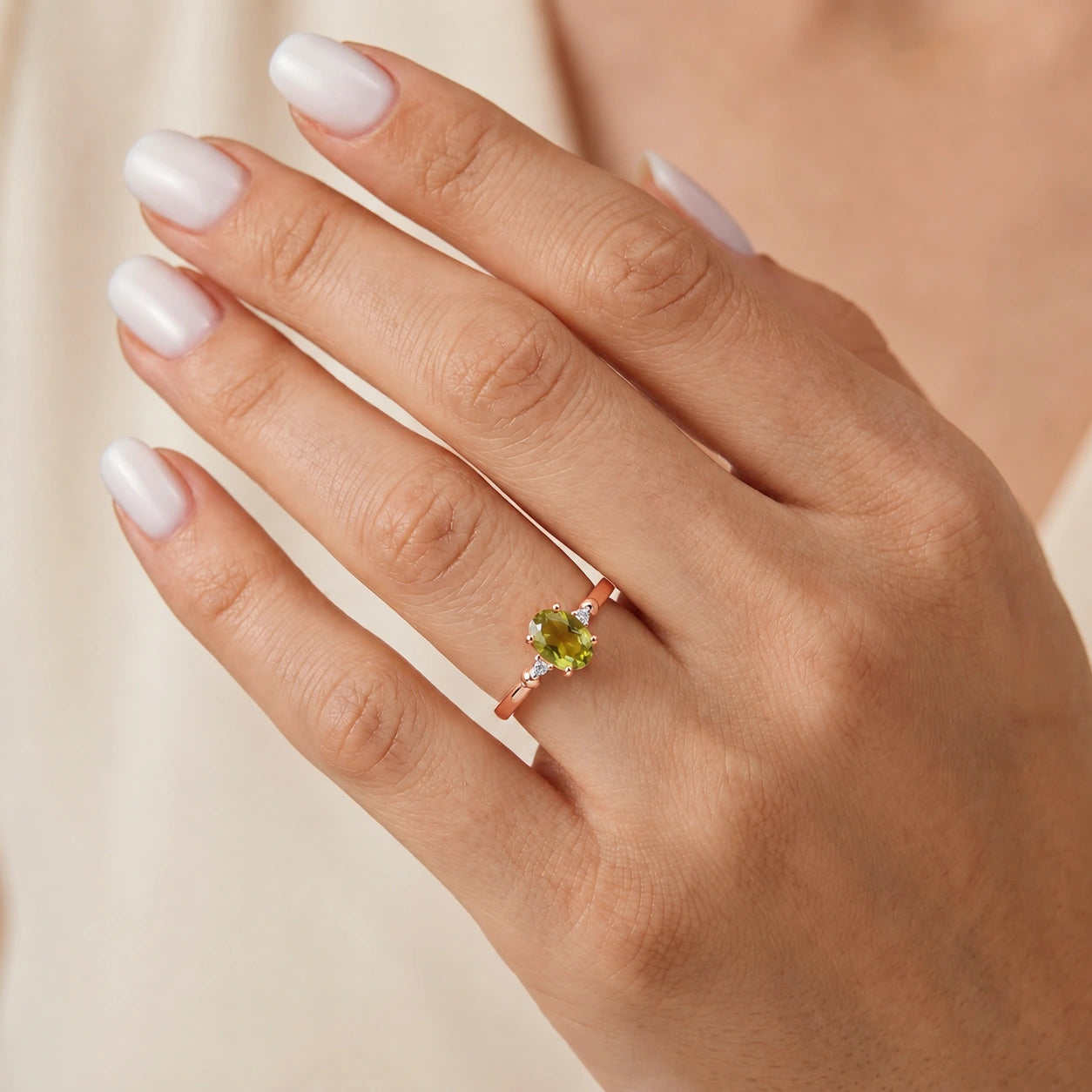Rose Gold Diamond & Peridot — Leontina
