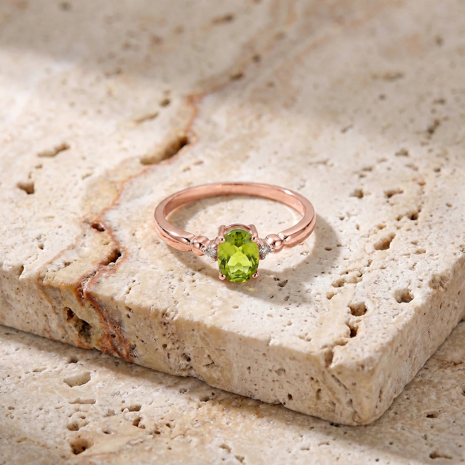 Rose Gold Diamond & Peridot — Leontina