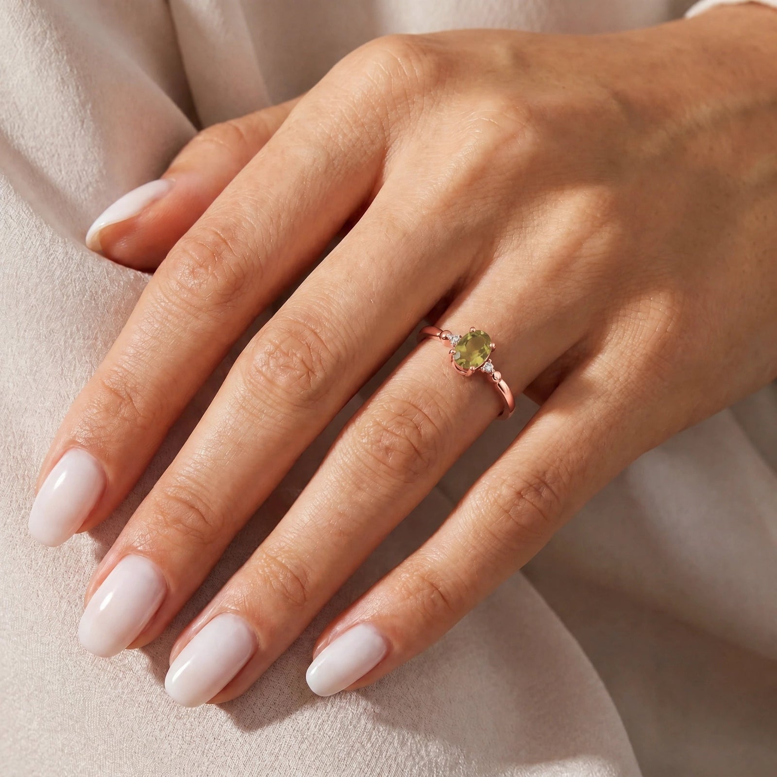 Rose Gold Diamond & Peridot — Leontina