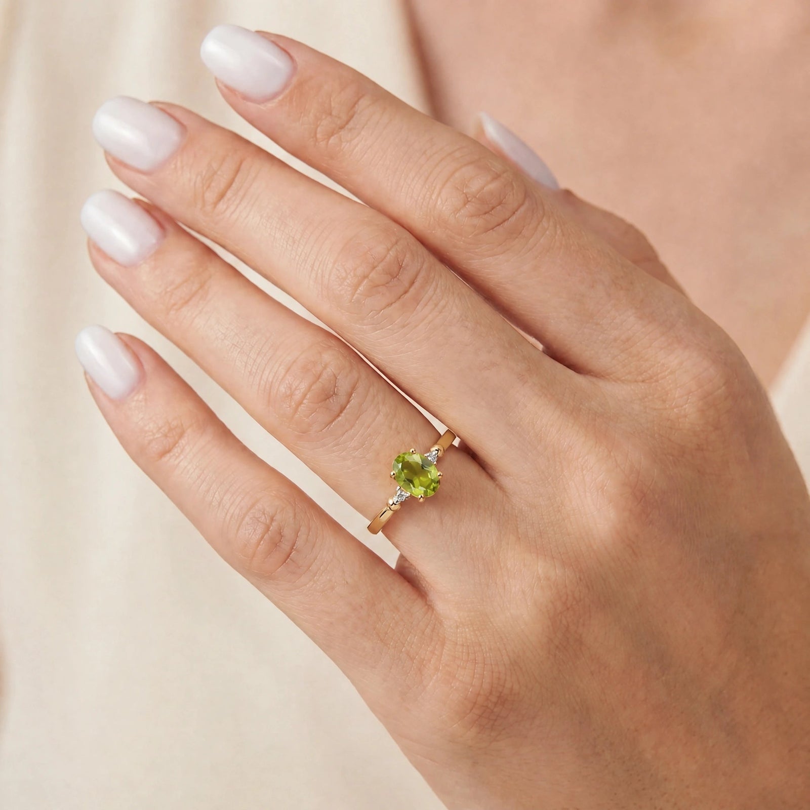 Yellow Gold Diamond & Peridot — Leontina
