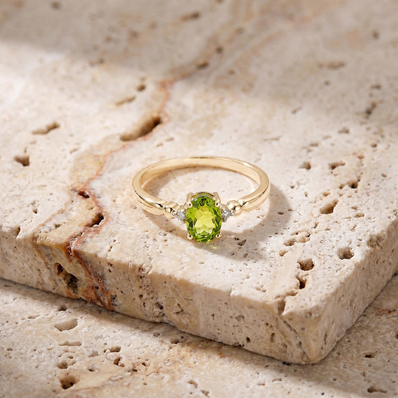 Yellow Gold Diamond & Peridot — Leontina