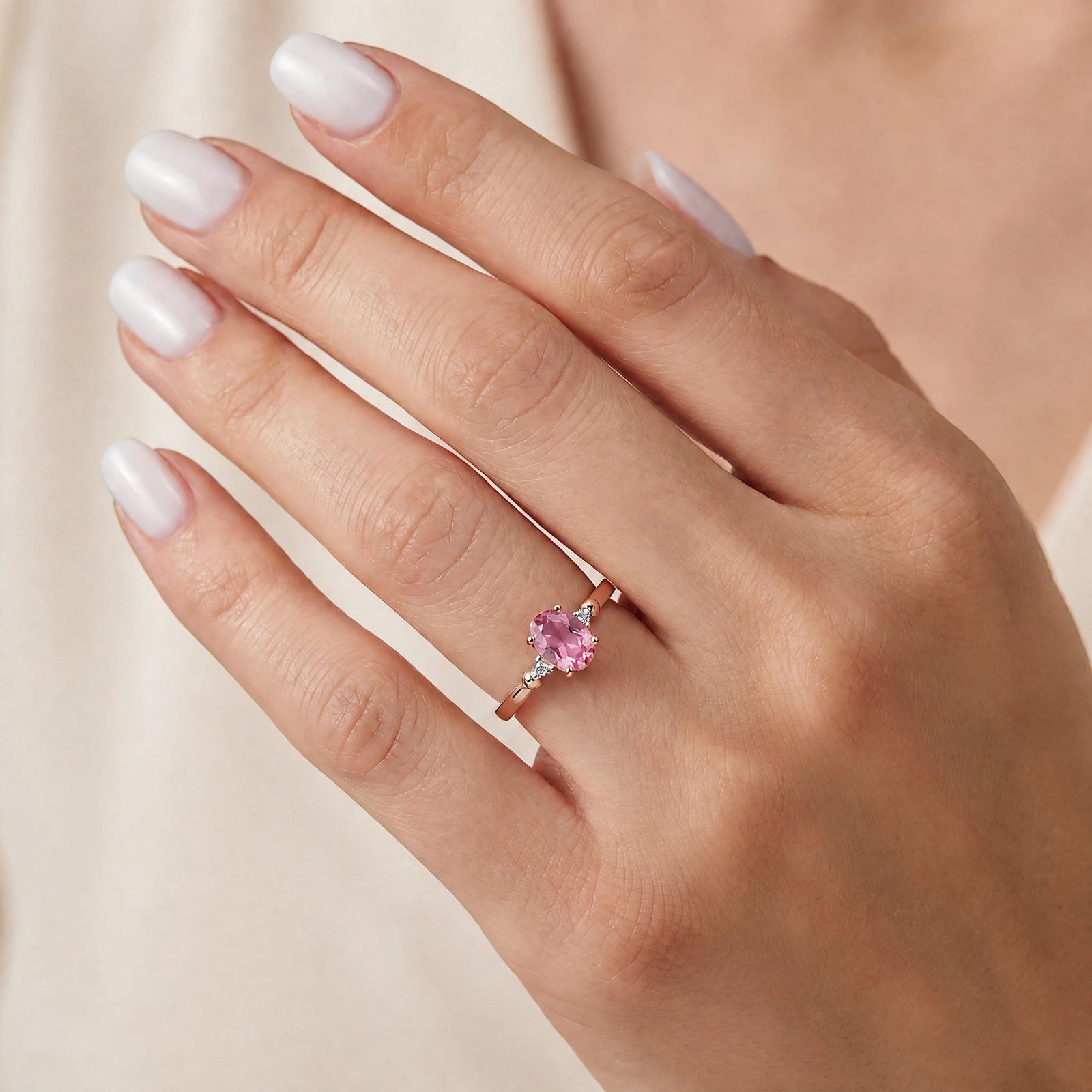 Rose Gold Pink Topaz & Diamond — Leontina