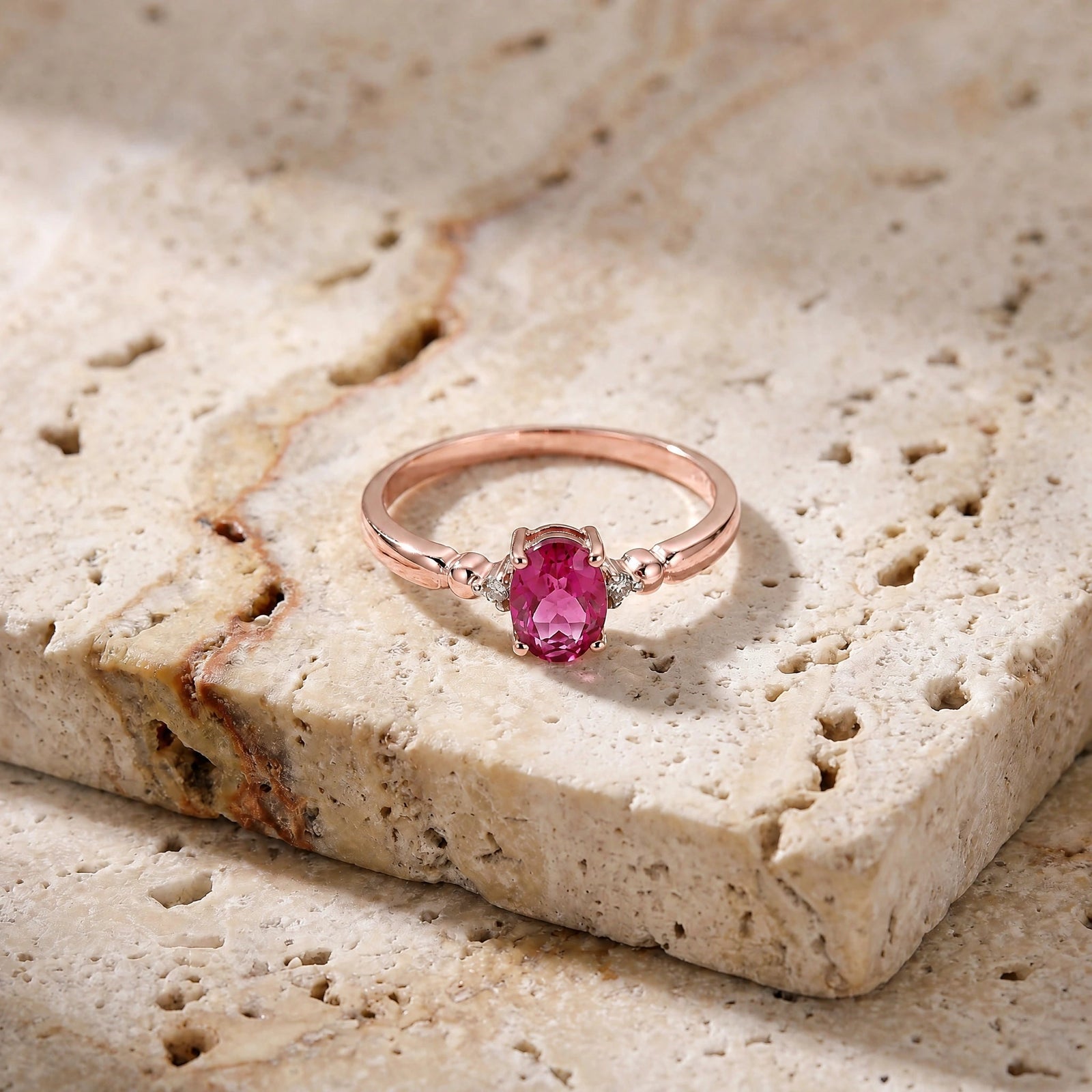 Rose Gold Pink Topaz & Diamond — Leontina