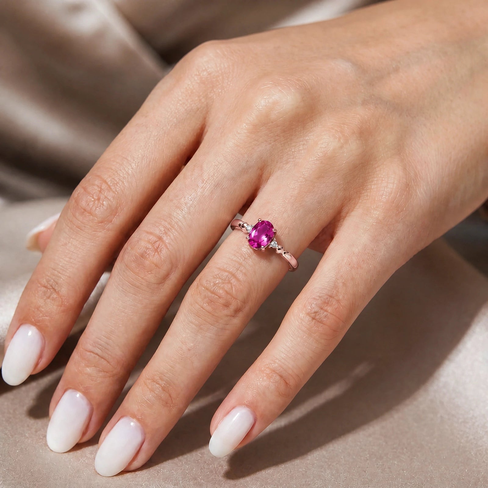 Rose Gold Pink Topaz & Diamond — Leontina