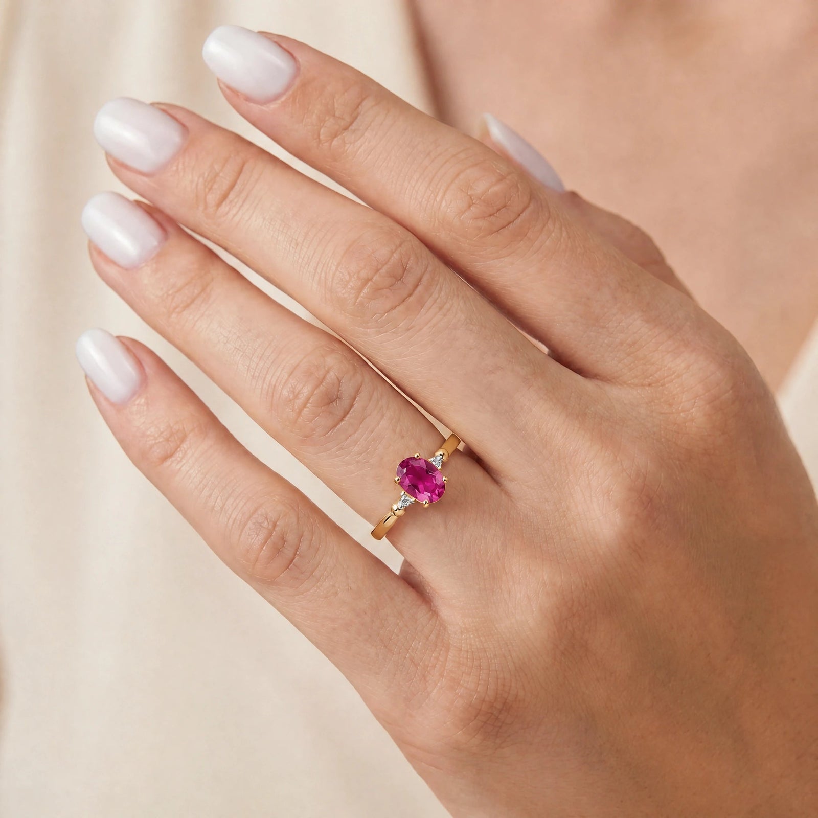 Yellow Gold Pink Topaz & Diamond — Leontina