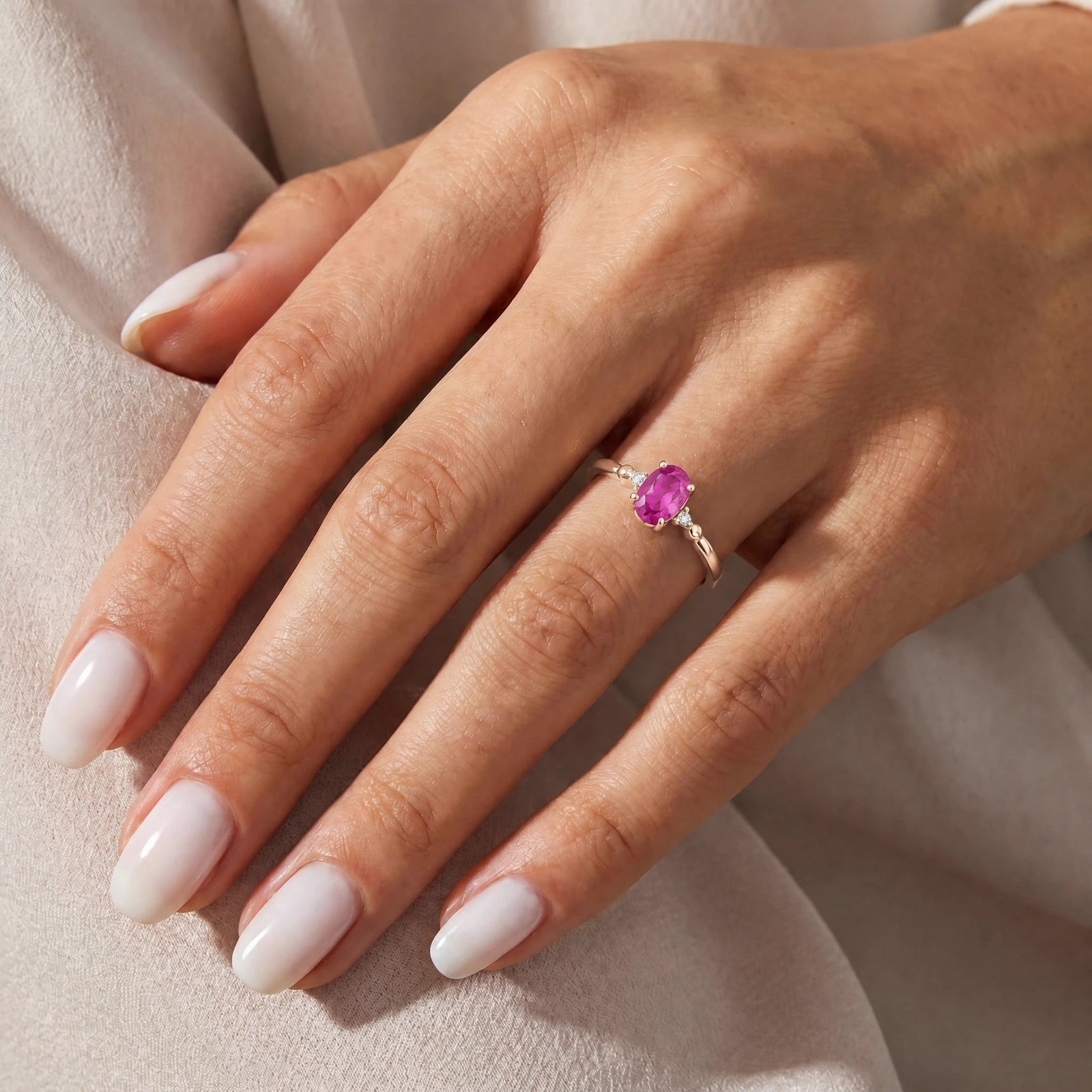 Yellow Gold Pink Topaz & Diamond — Leontina