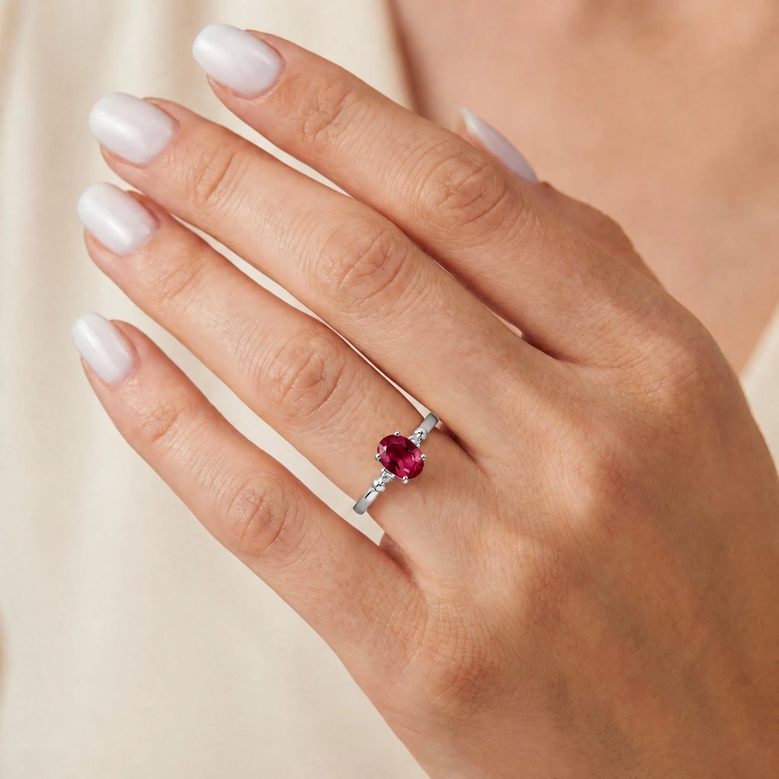 White Gold Ruby & Diamond — Leontina