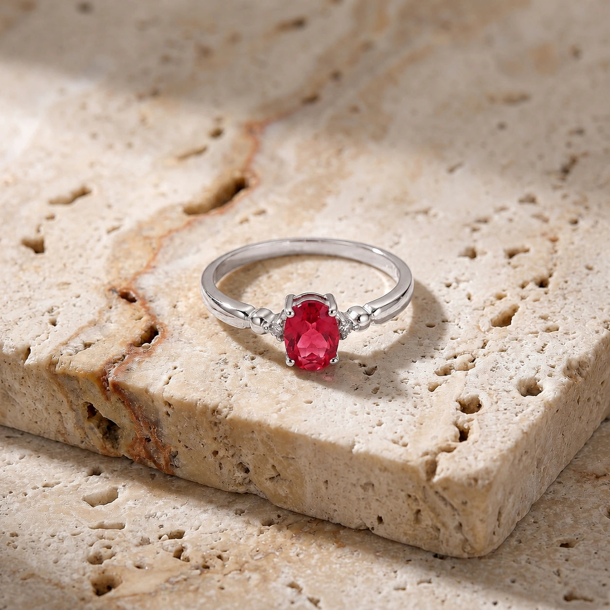 White Gold Ruby & Diamond — Leontina