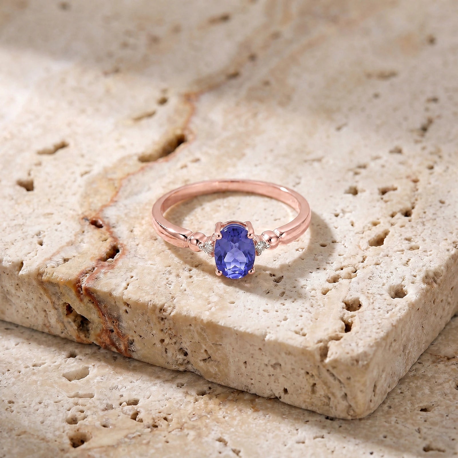 Rose Gold Tanzanite & Diamond — Leontina