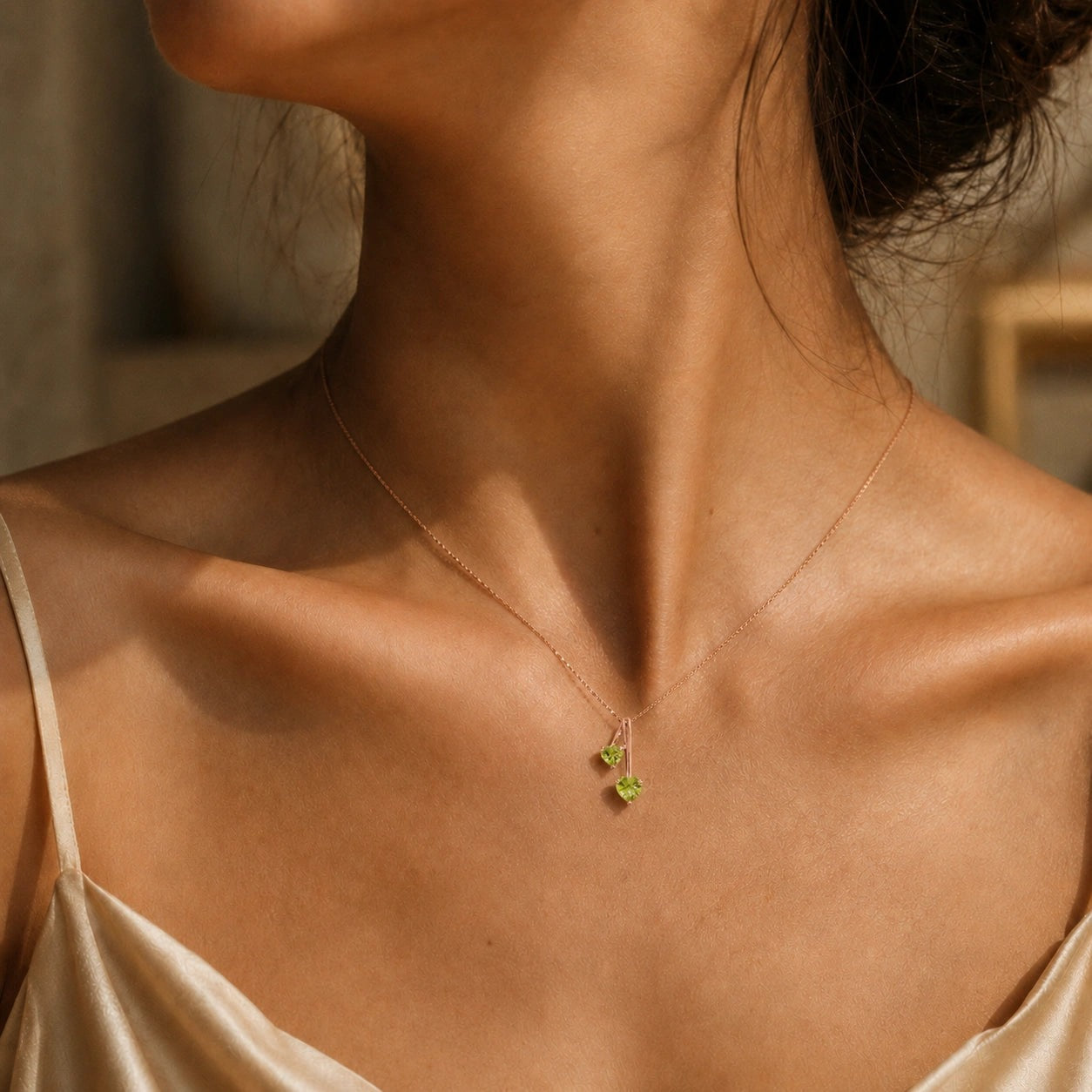 Rose Gold Aura Necklace Aquamarine 10K — Berenice