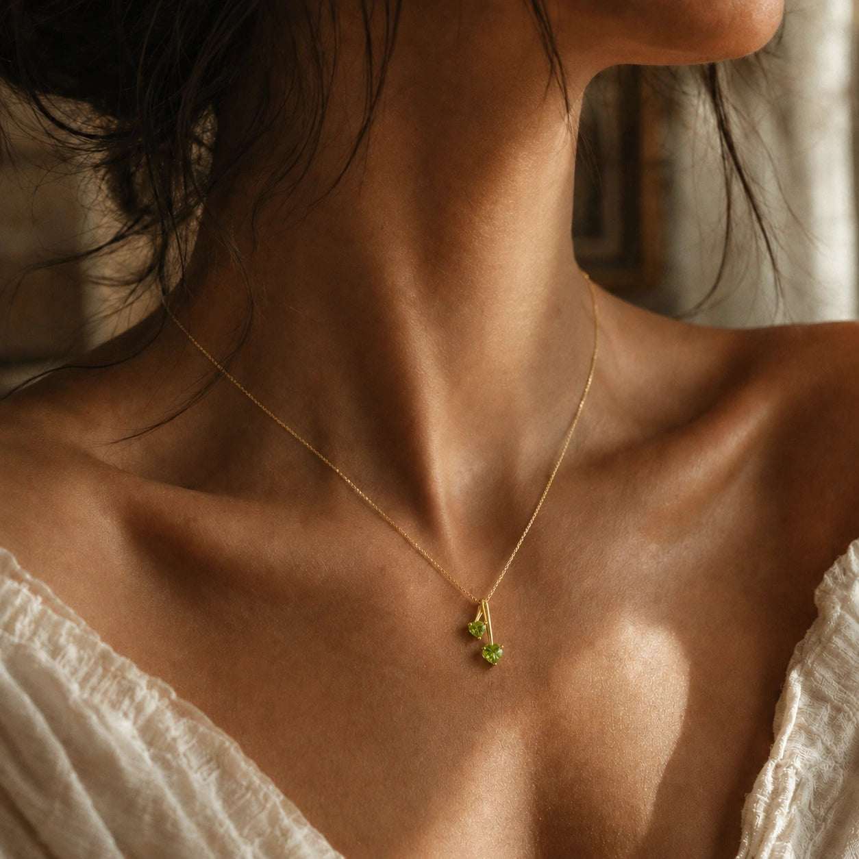 Yellow Gold Aura Necklace Aquamarine 10K — Berenice