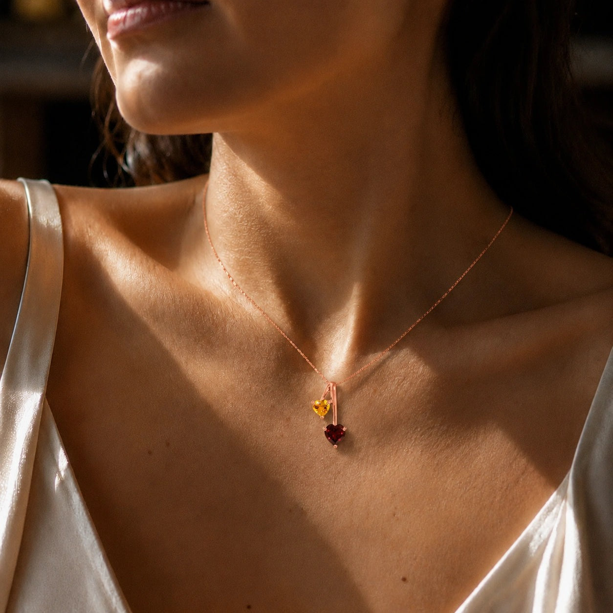 Rose Gold Aura Necklace Blue Topaz 10K — Berenice