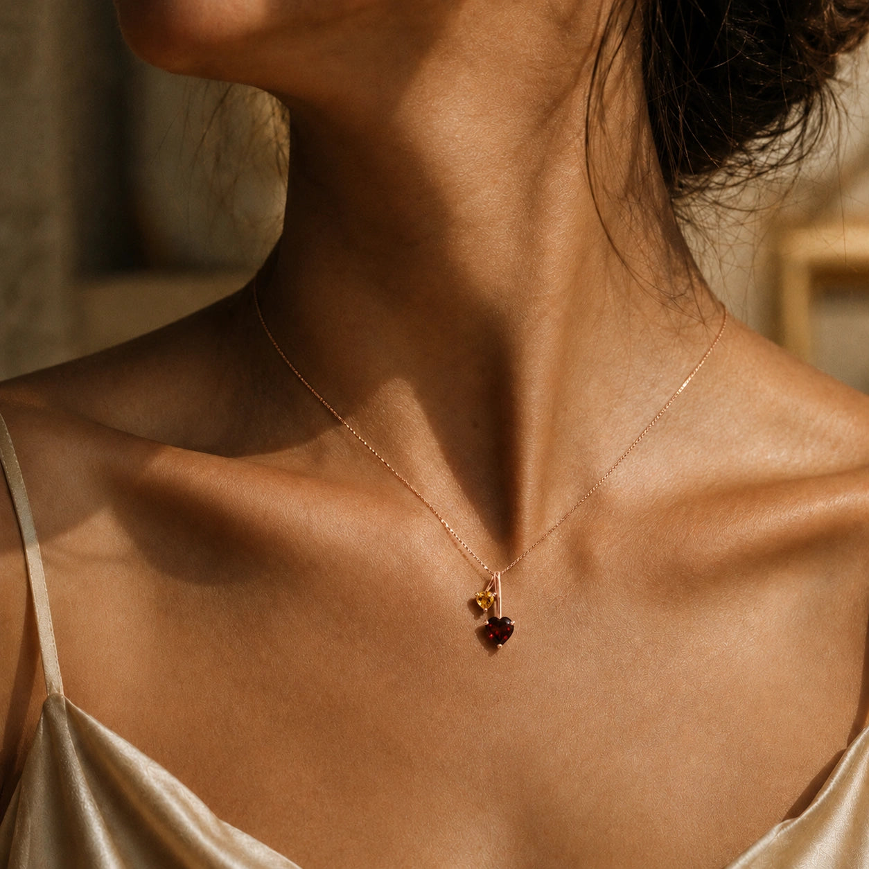 Rose Gold Aura Necklace Blue Topaz 10K — Berenice