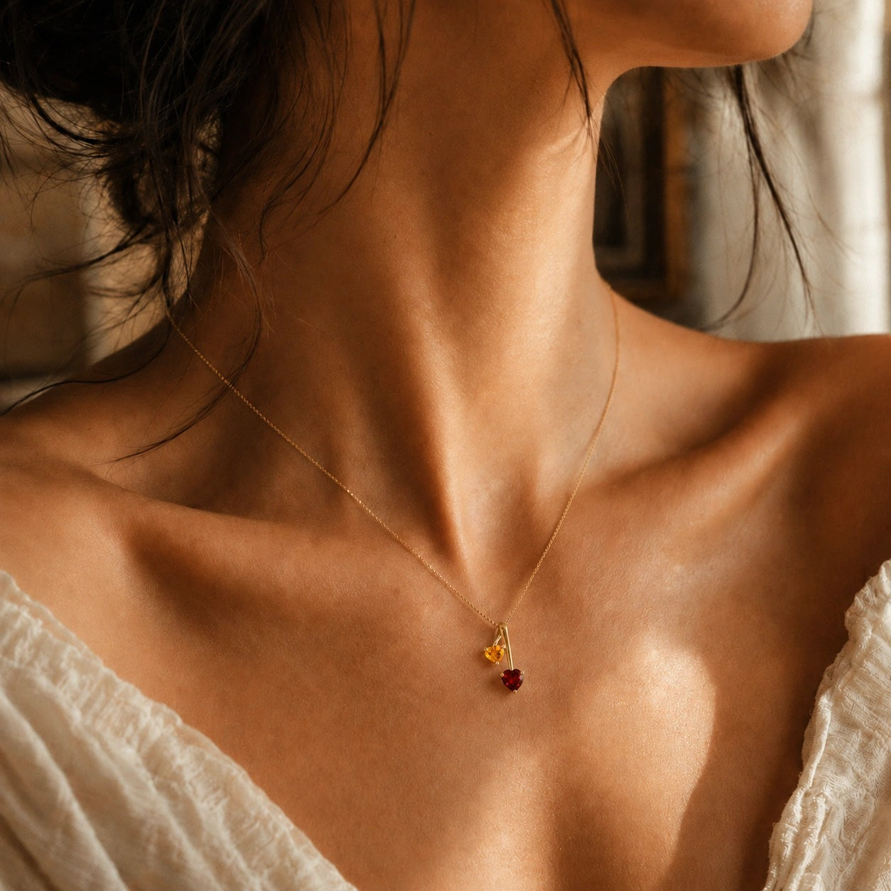 Yellow Gold Aura Necklace Blue Topaz 10K — Berenice