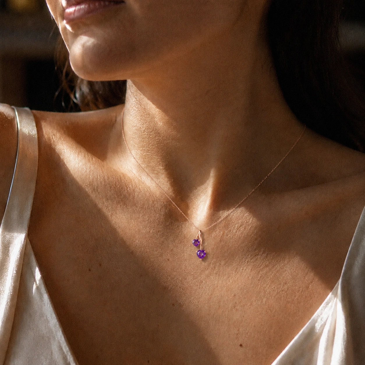 Rose Gold Aura Necklace Garnet 10K — Berenice