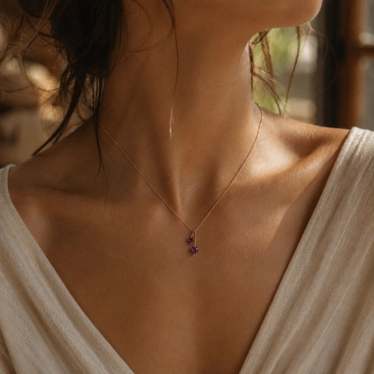 Rose Gold Aura Necklace Garnet 10K — Berenice
