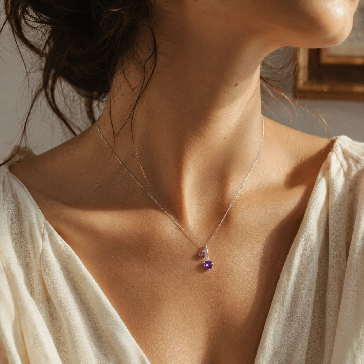 White Gold Aura Necklace Garnet 10K — Berenice