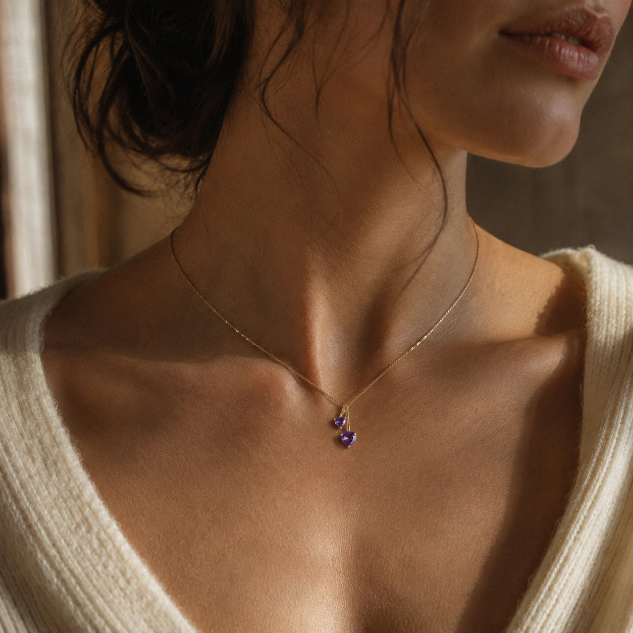 Yellow Gold Aura Necklace Garnet 10K — Berenice