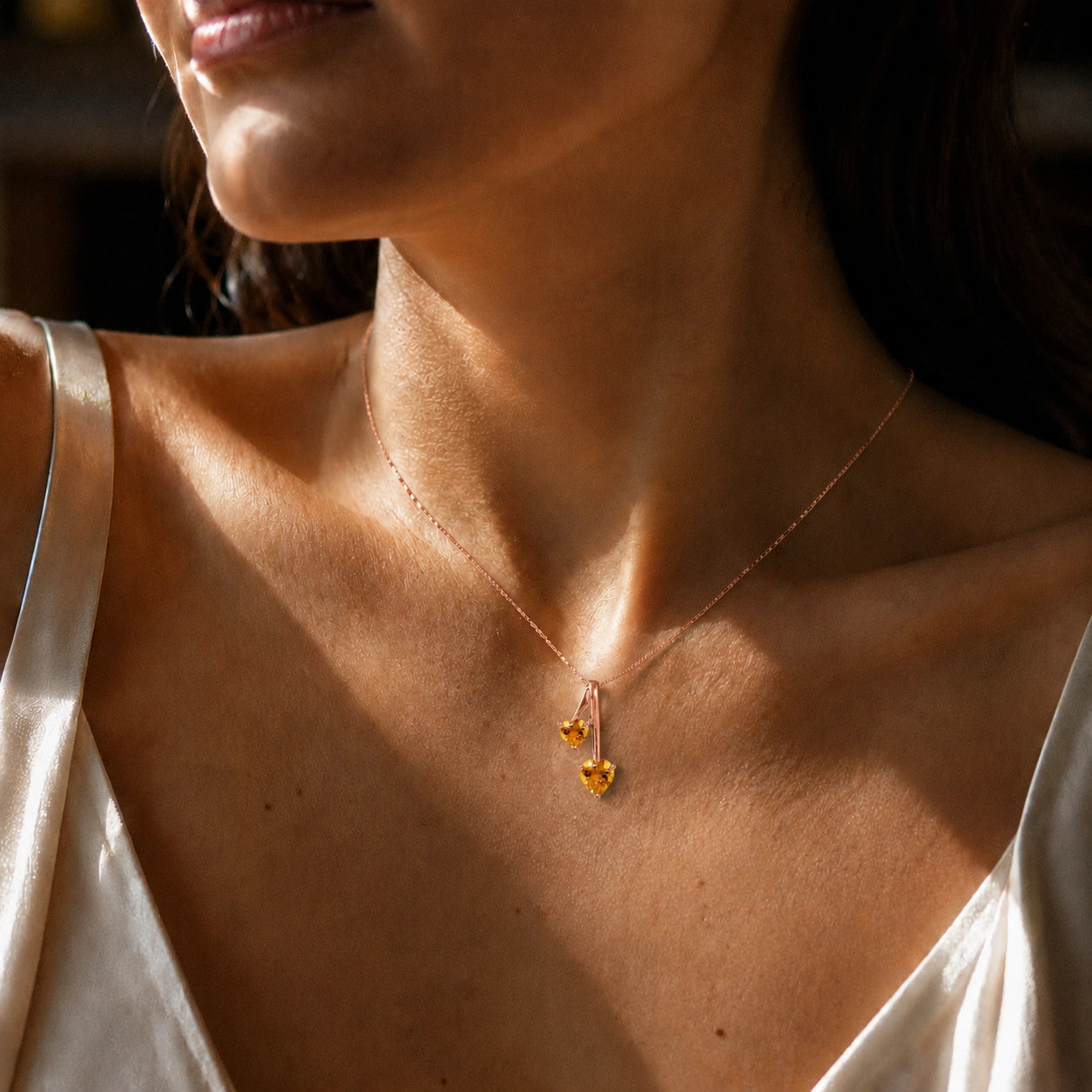 Rose Gold Aura Necklace Pink Topaz 10K — Berenice