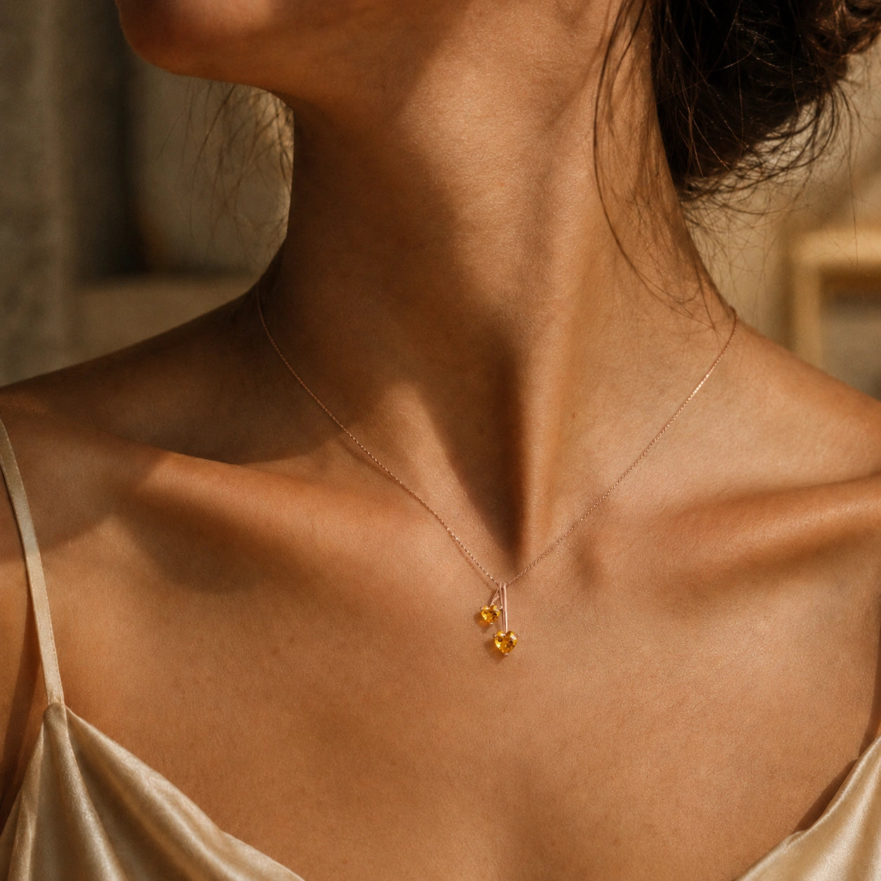 Rose Gold Aura Necklace Pink Topaz 10K — Berenice