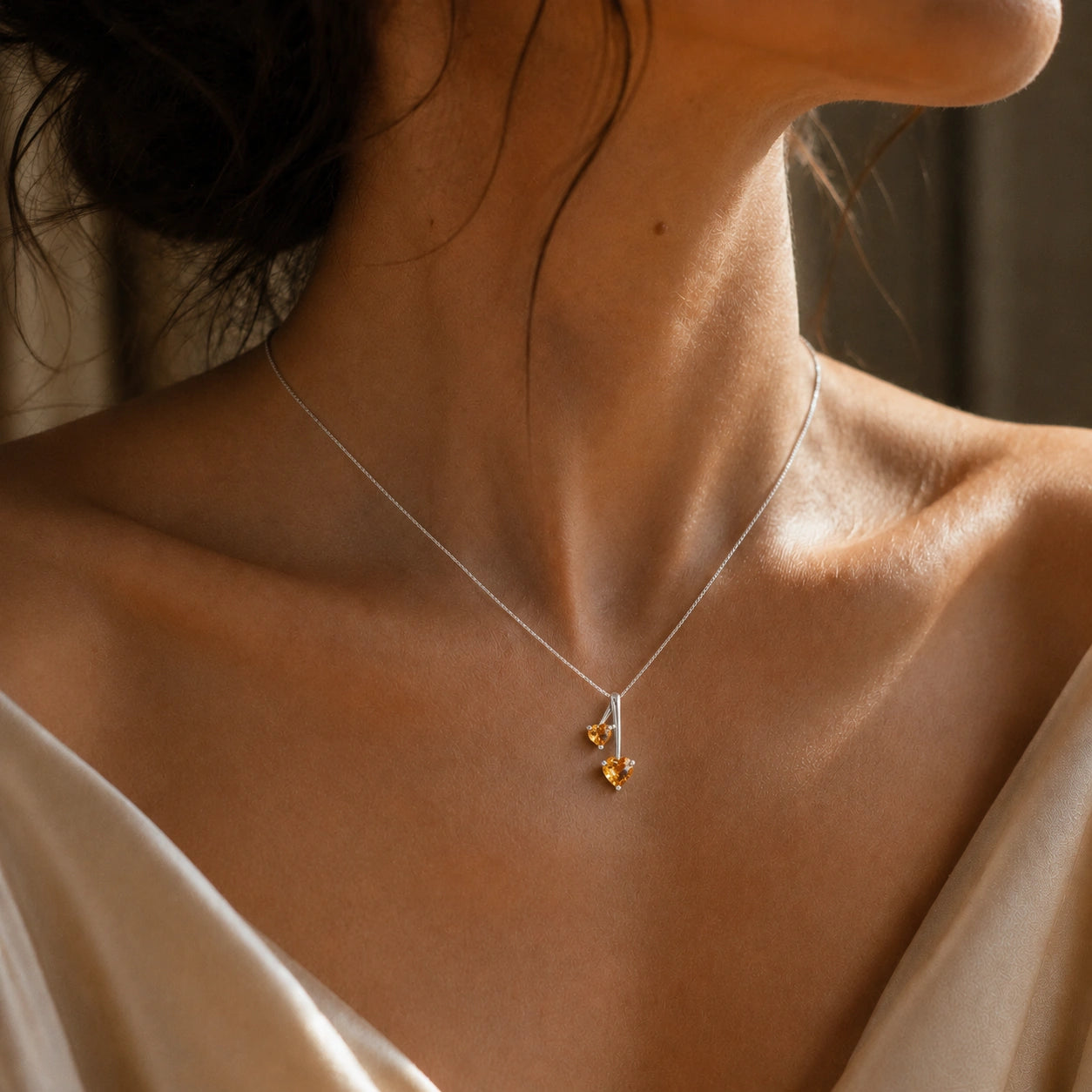 White Gold Aura Necklace Pink Topaz 10K — Berenice
