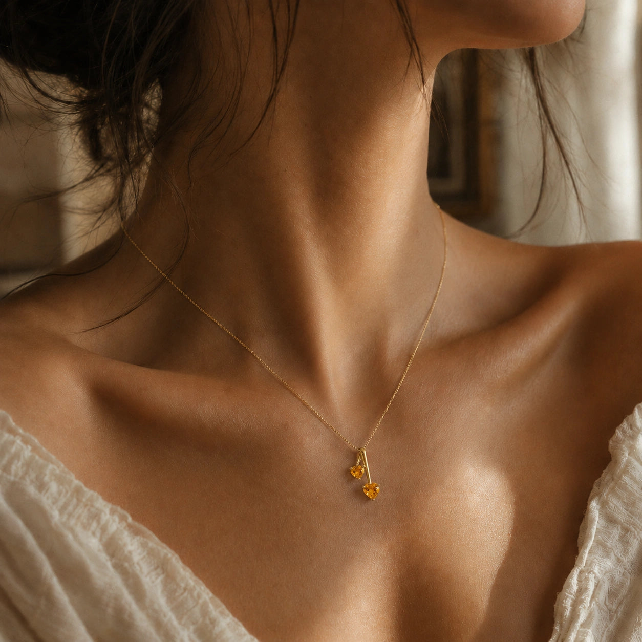 Yellow Gold Aura Necklace Pink Topaz 10K — Berenice