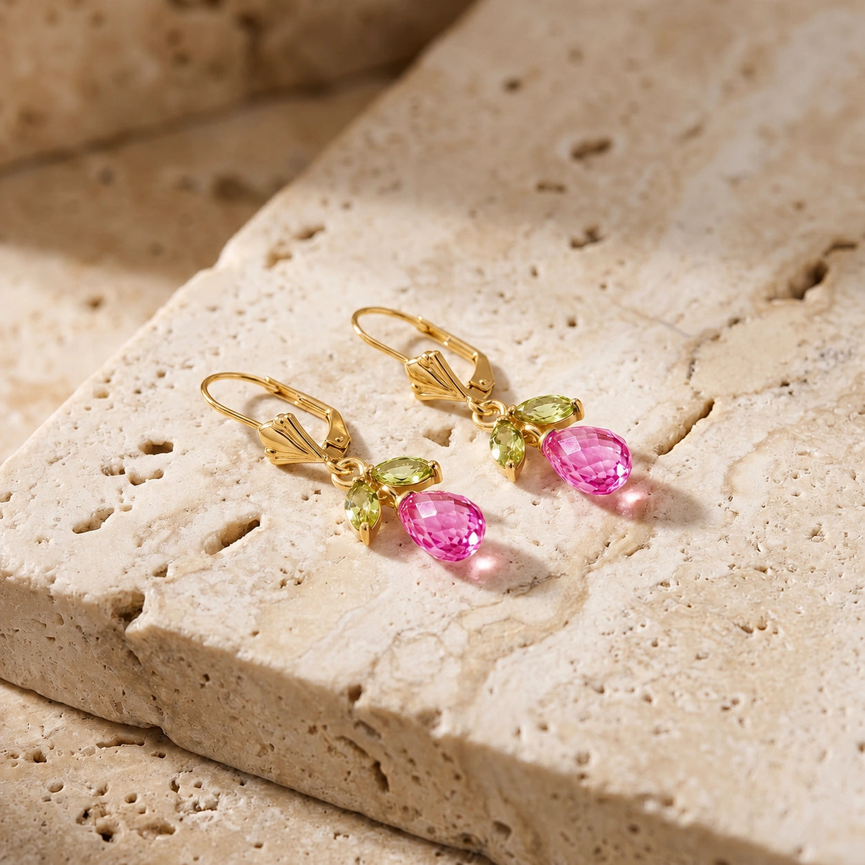 Yellow Gold Peridot & Pink Topaz — Liletta
