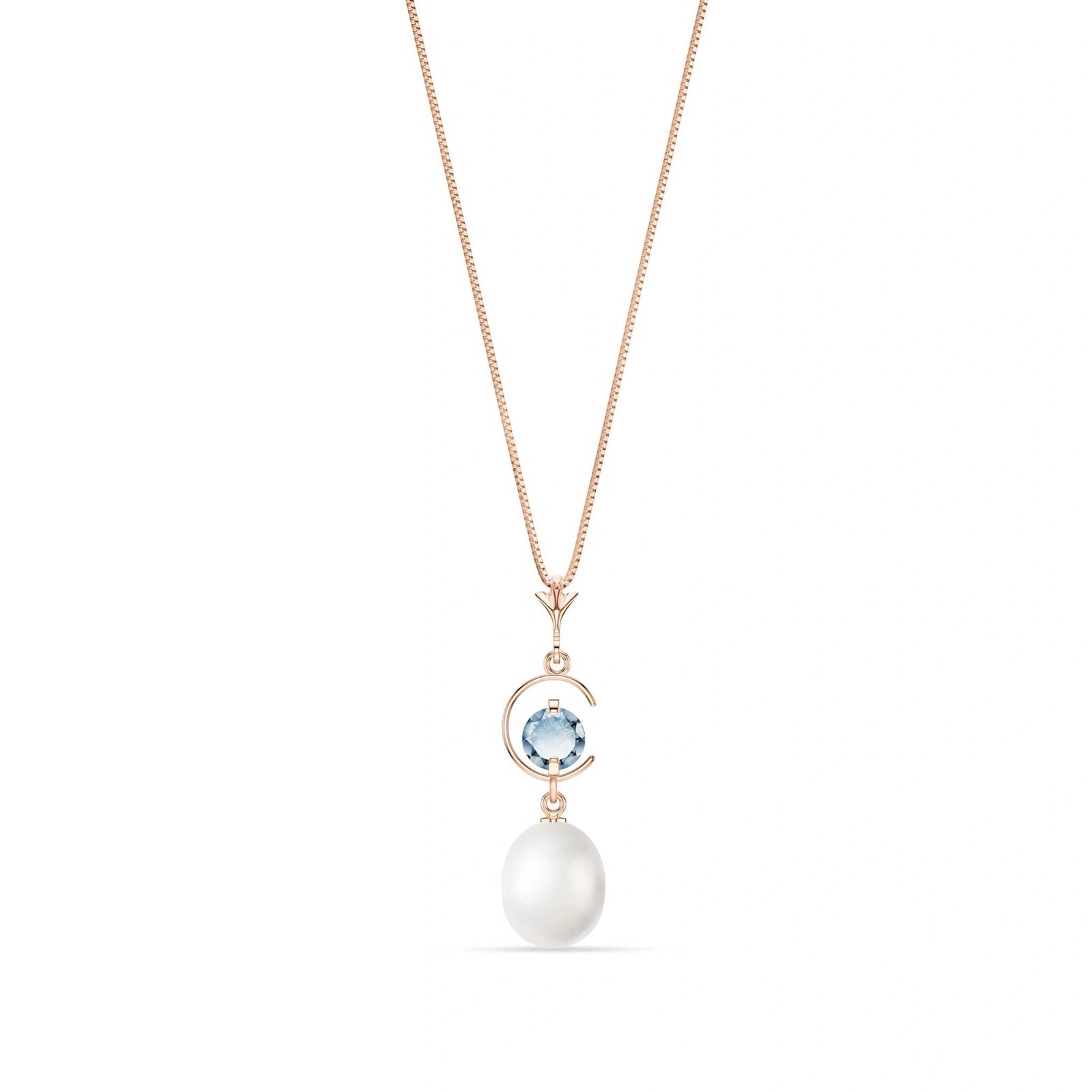 Rose Gold Pendant Necklace Pearl 10K — Santina