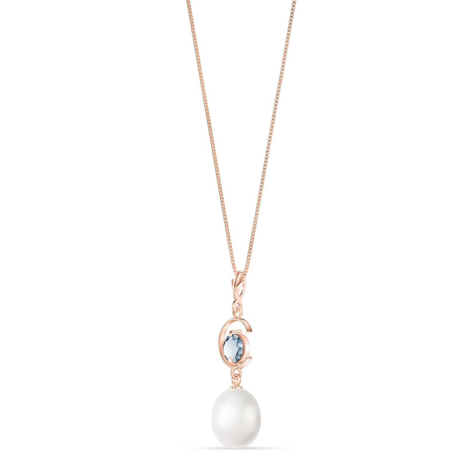 Rose Gold Pendant Necklace Pearl 10K — Santina
