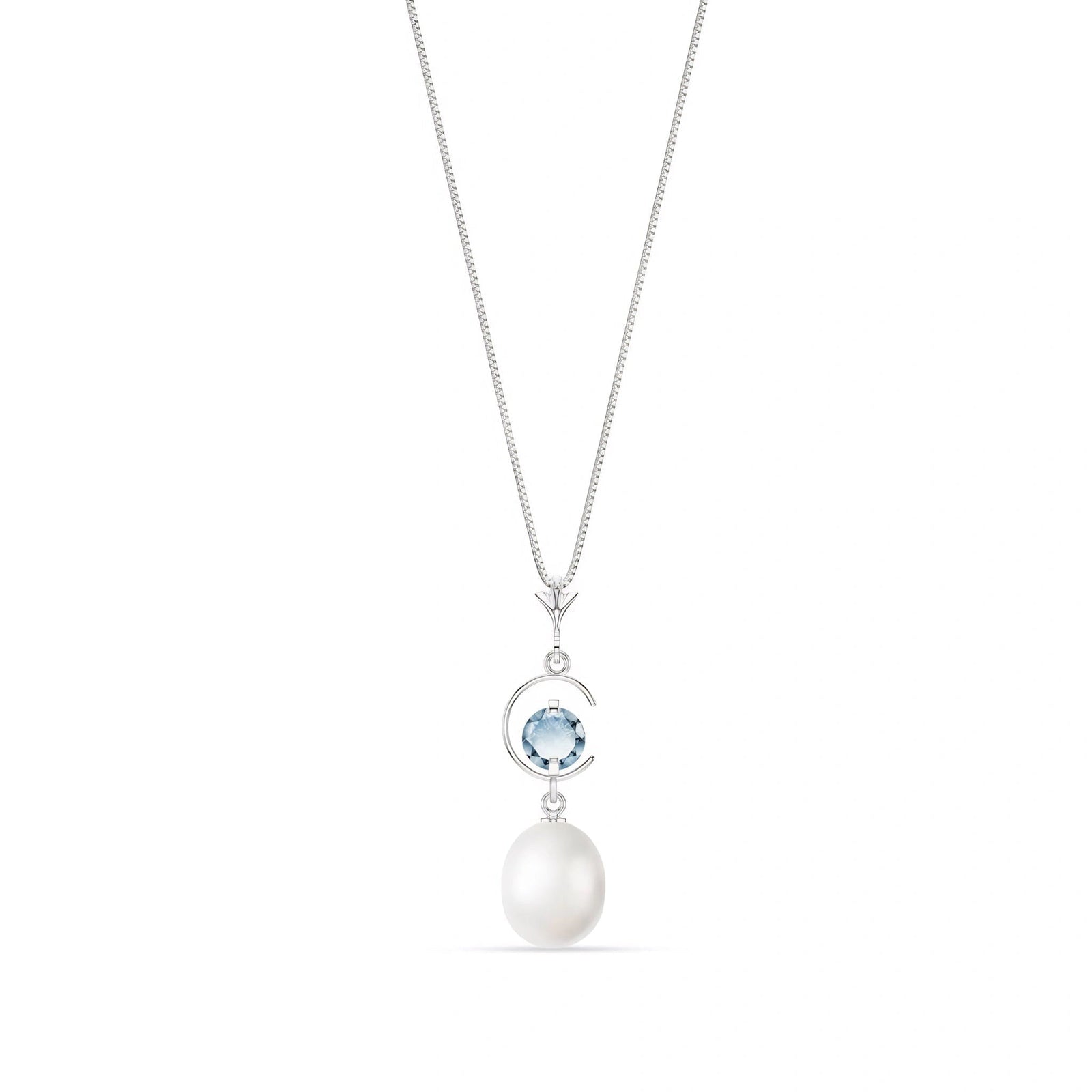 White Gold Pendant Necklace Pearl 10K — Santina