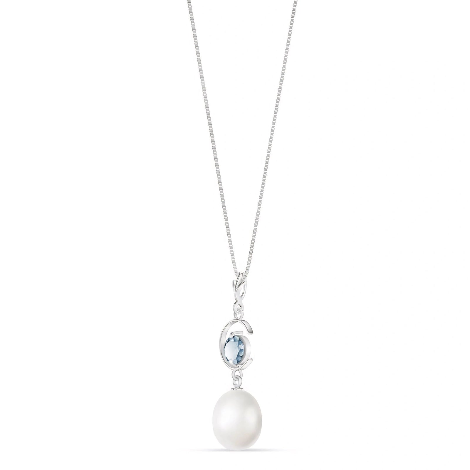 White Gold Pendant Necklace Pearl 10K — Santina
