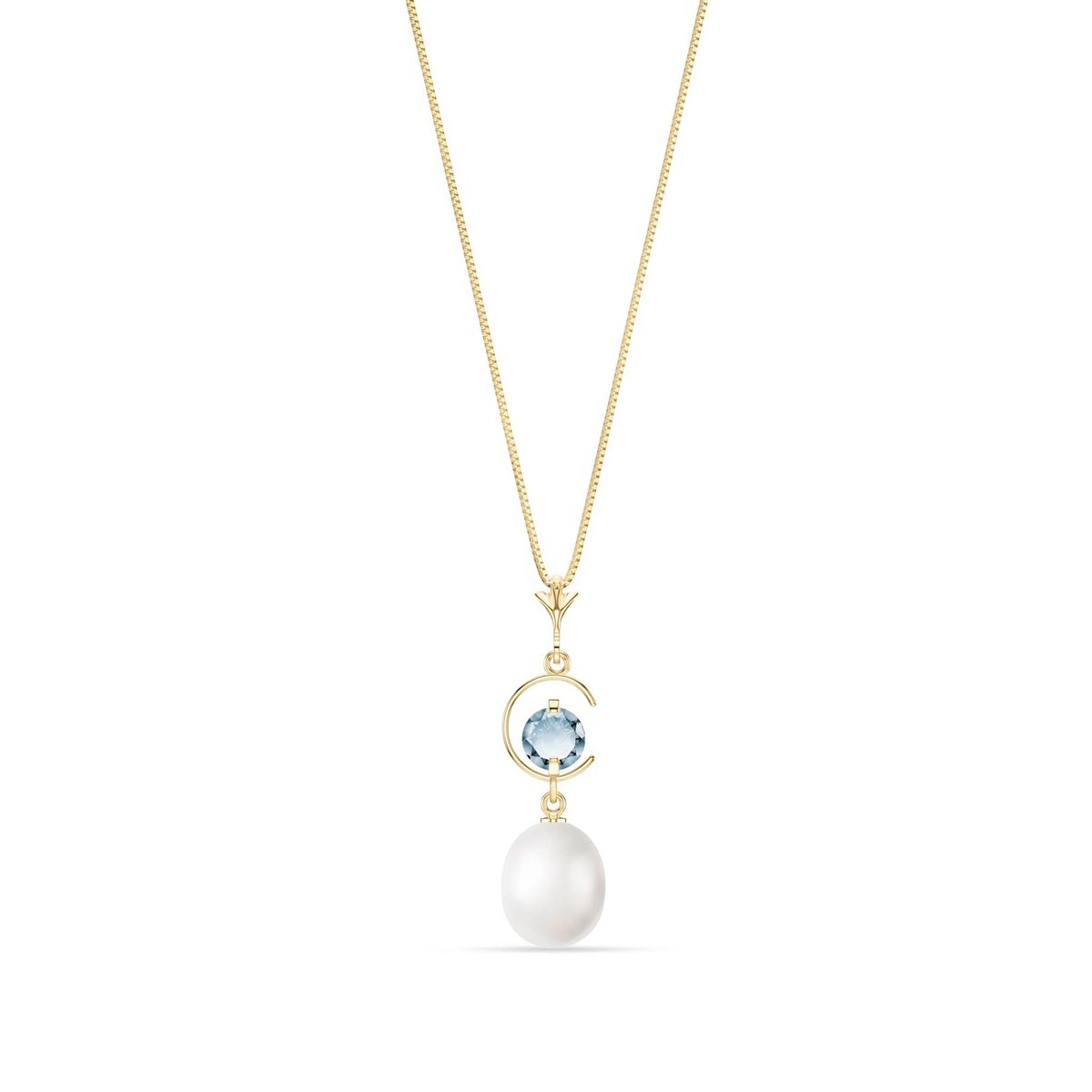 Yellow Gold Pendant Necklace Pearl 10K — Santina