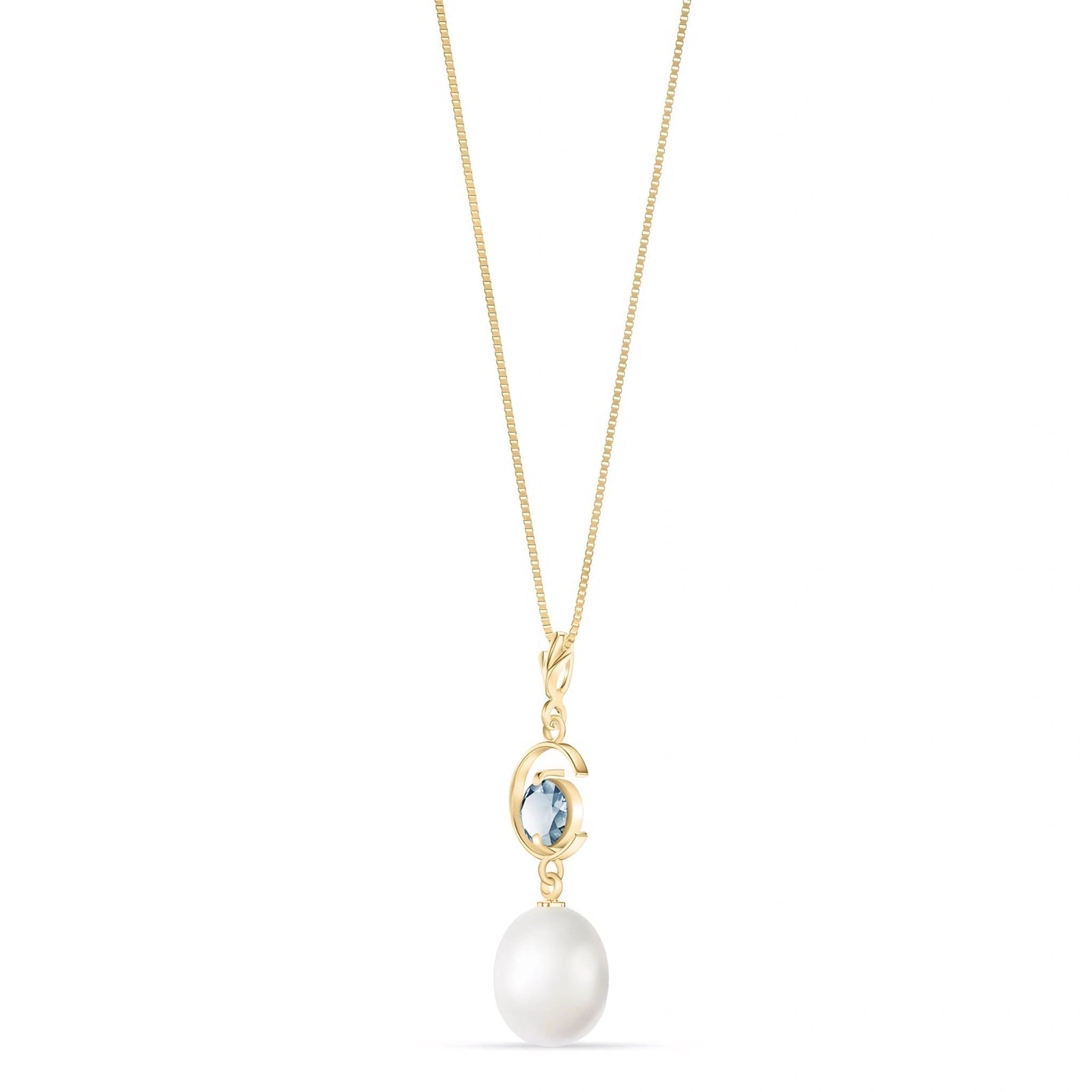 Yellow Gold Pendant Necklace Pearl 10K — Santina