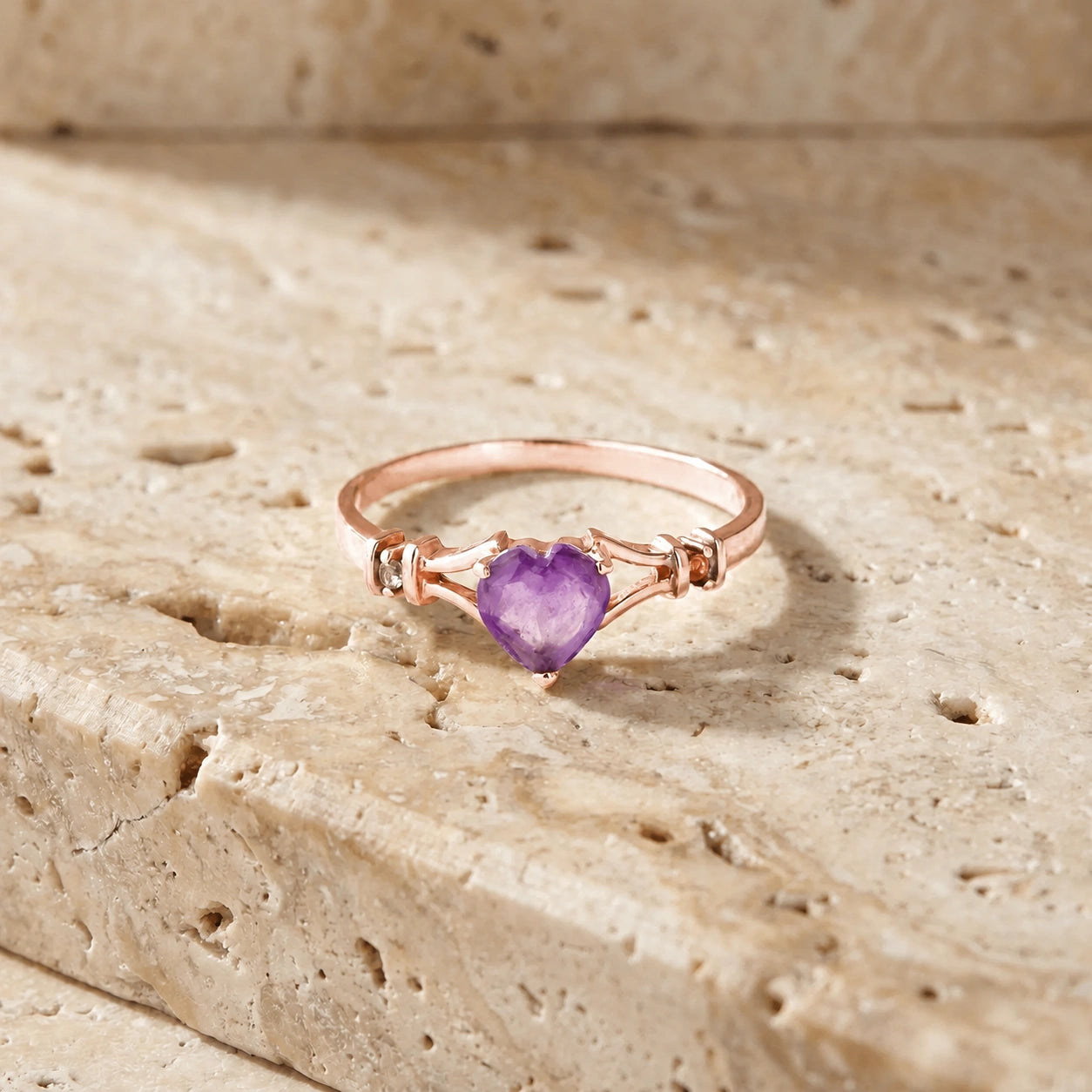 Rose Gold Aura Ring Amethyst 10K — Loredana