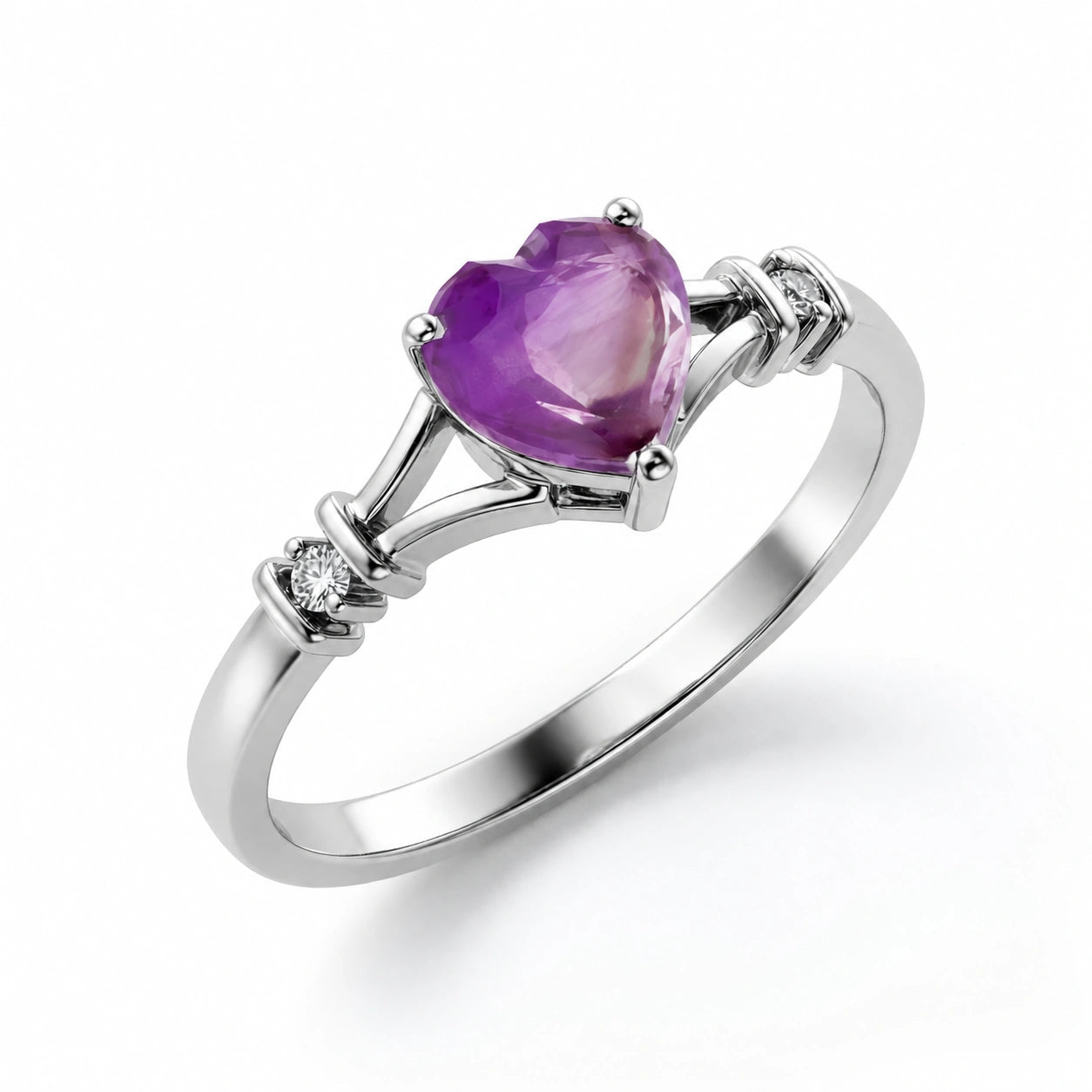 White Gold Aura Ring Amethyst 10K — Loredana