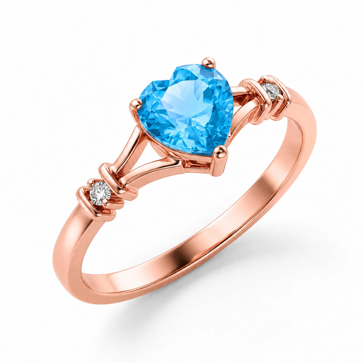 Rose Gold Aura Ring Blue Topaz 10K — Loredana