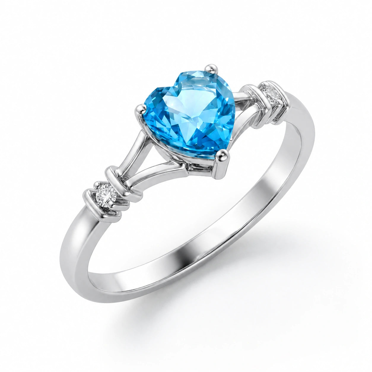 White Gold Aura Ring Blue Topaz 10K — Loredana