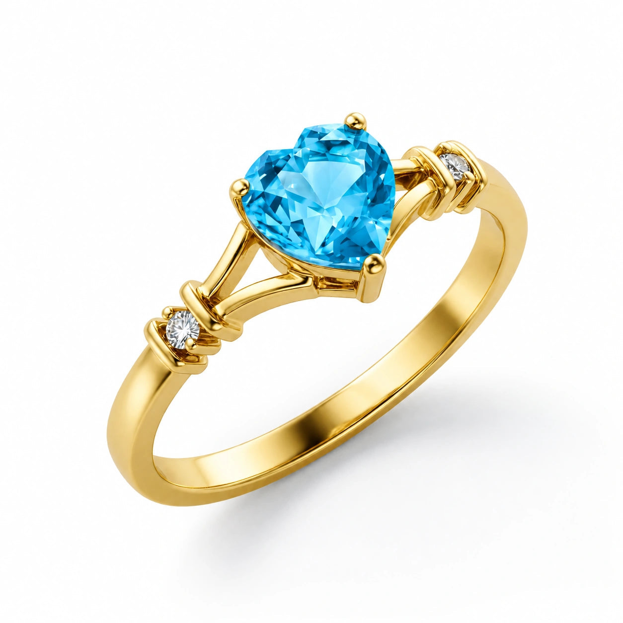 Yellow Gold Aura Ring Blue Topaz 10K — Loredana