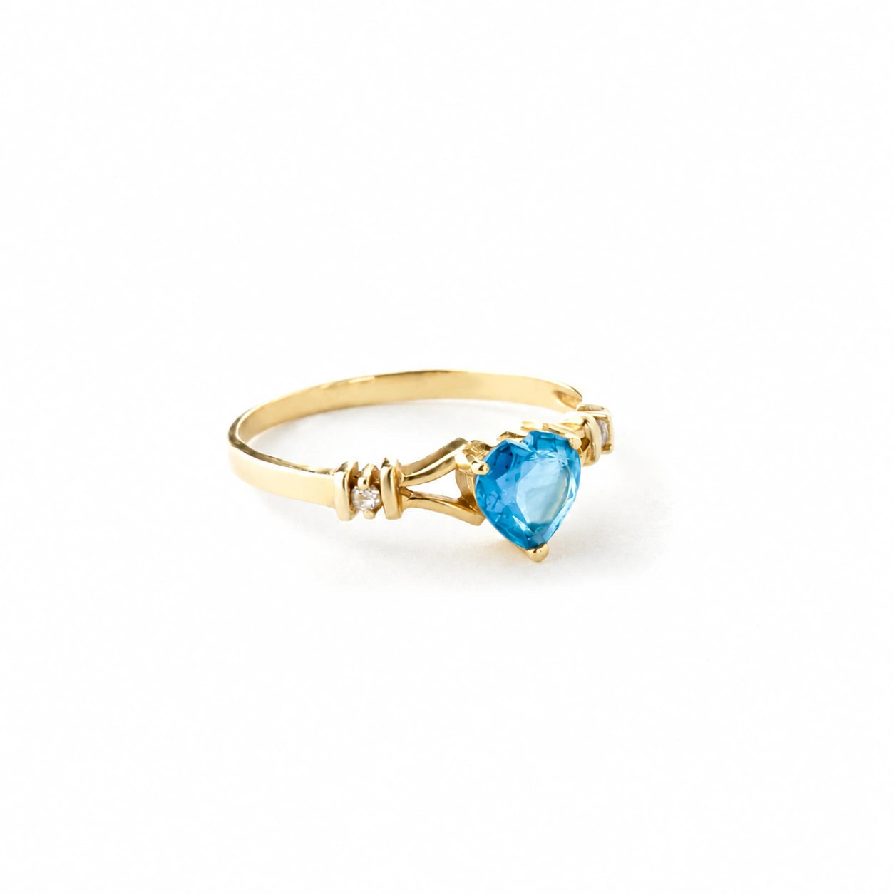 Yellow Gold Aura Ring Blue Topaz 10K — Loredana