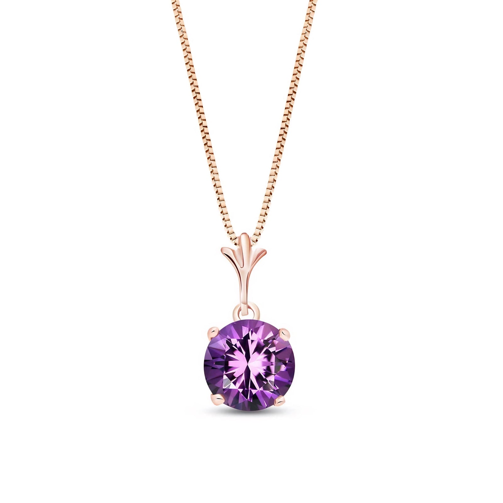 Rose Gold Petal Rose Necklace Amethyst 10K — Liliana