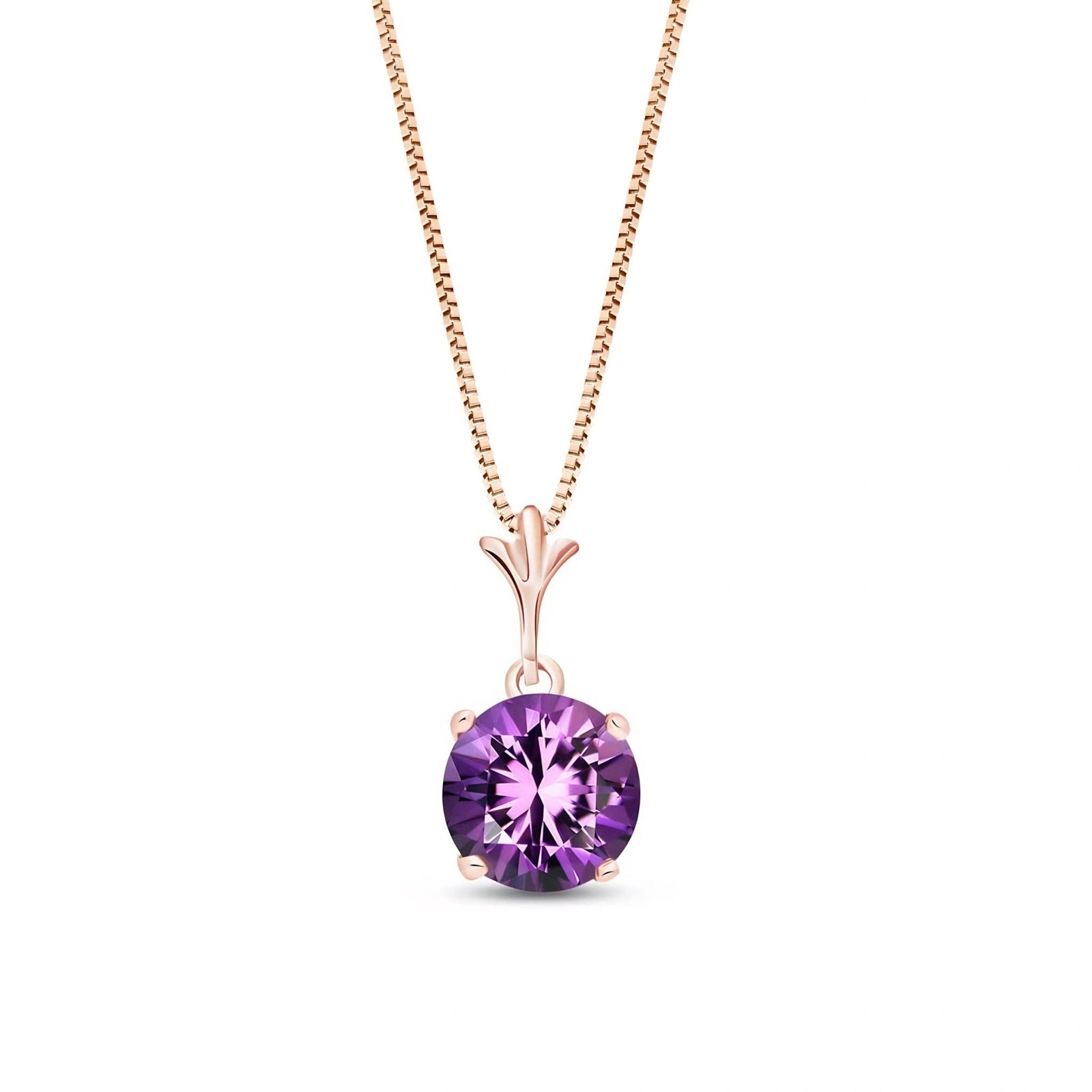 Rose Gold Petal Rose Necklace Amethyst 10K — Liliana