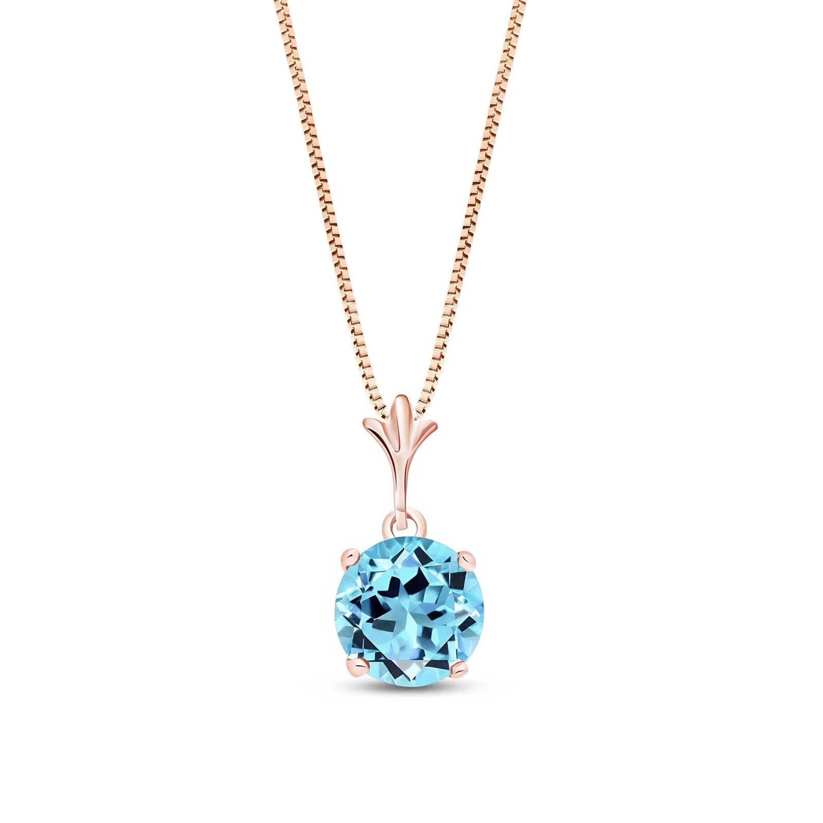 Rose Gold Petal Rose Necklace Blue Topaz 10K — Liliana