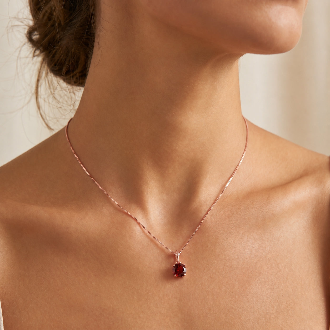 Rose Gold Petal Rose Necklace Blue Topaz 10K — Liliana