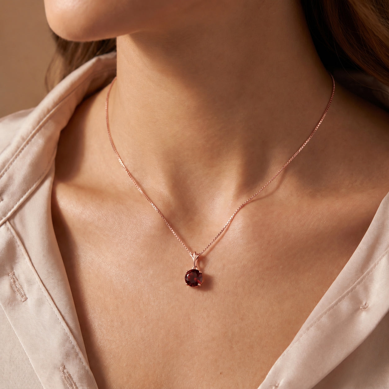 Rose Gold Petal Rose Necklace Blue Topaz 10K — Liliana