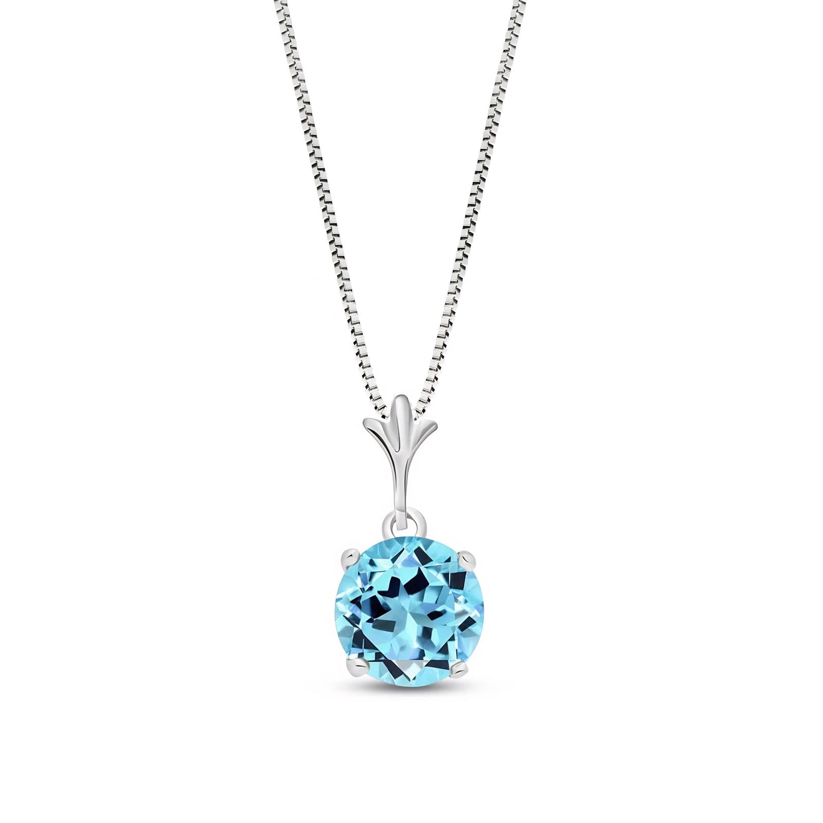 White Gold Petal Rose Necklace Blue Topaz 10K — Liliana