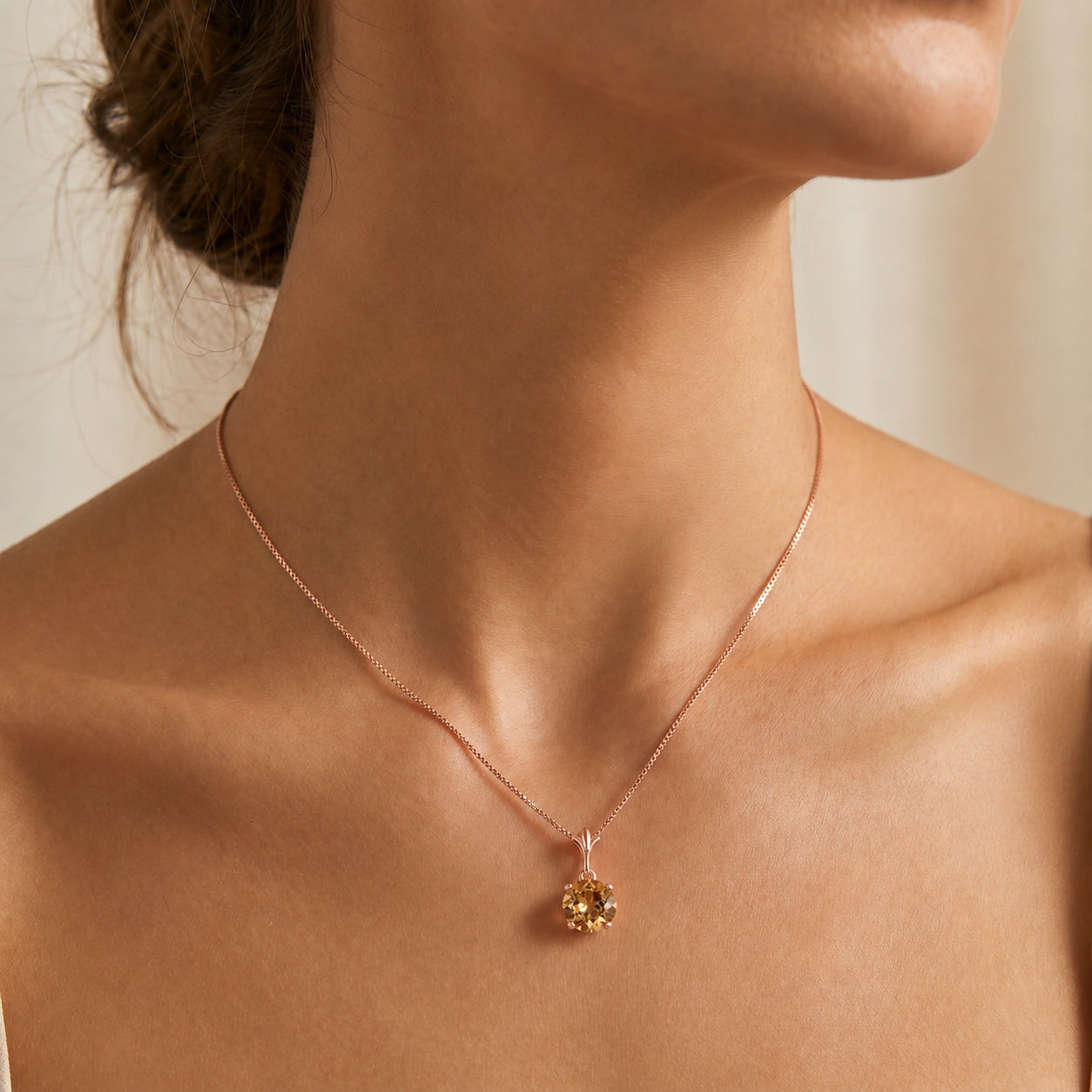 Rose Gold Petal Rose Necklace Garnet 10K — Liliana