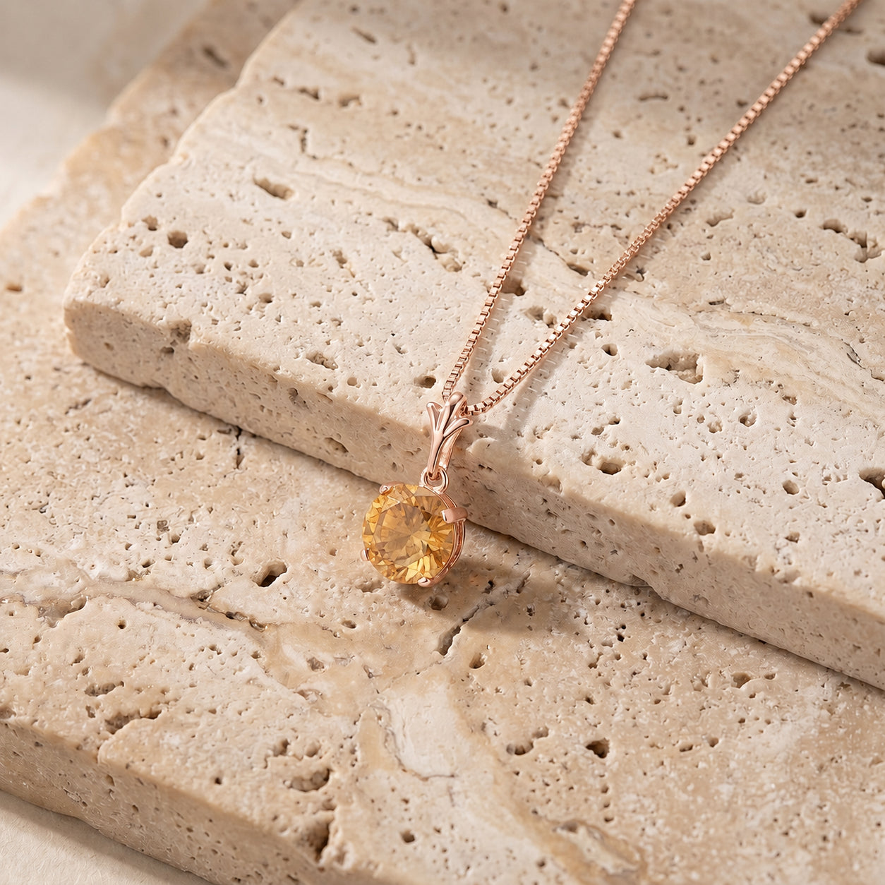 Rose Gold Petal Rose Necklace Garnet 10K — Liliana