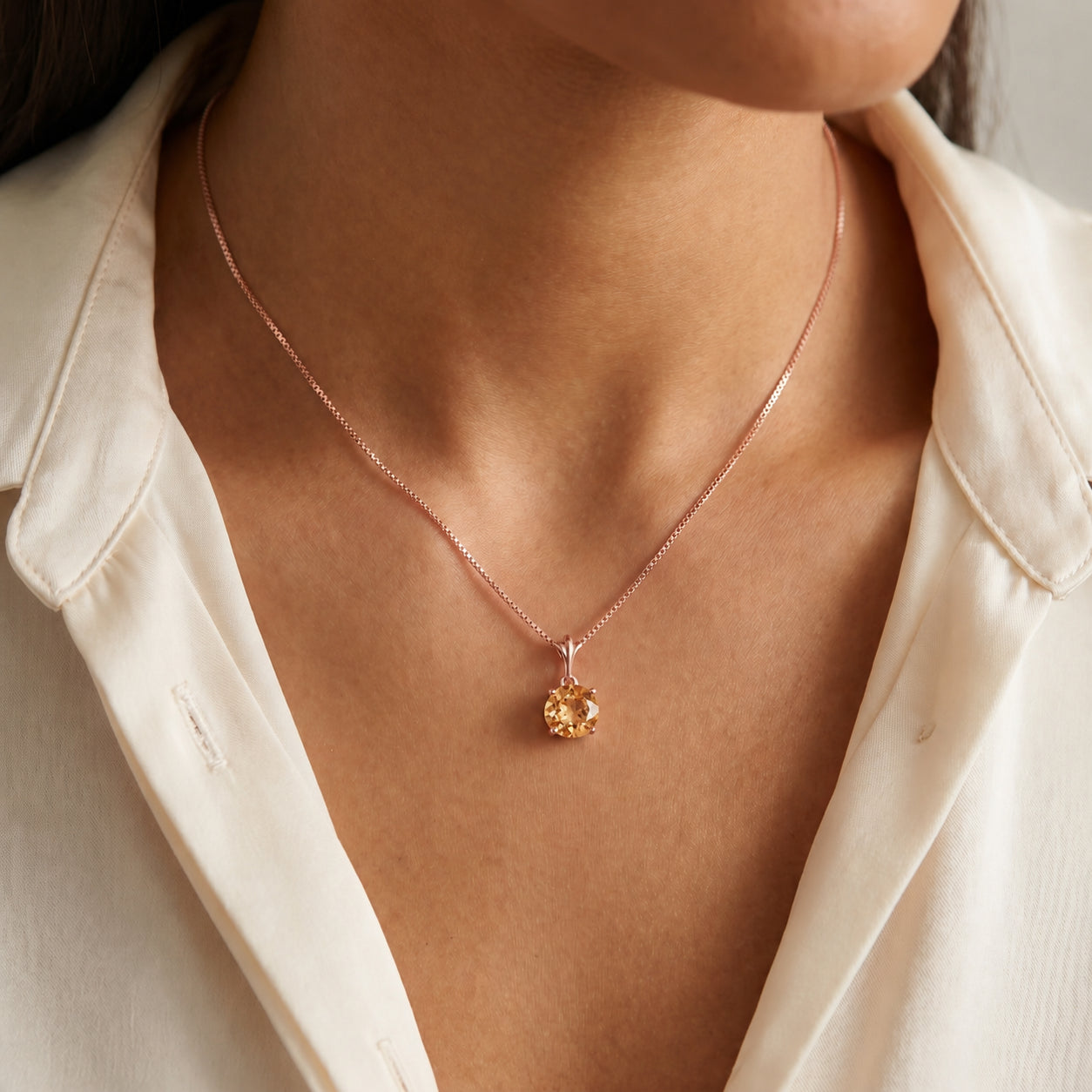 Rose Gold Petal Rose Necklace Garnet 10K — Liliana