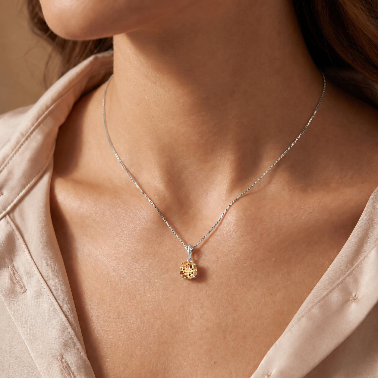 White Gold Petal Rose Necklace Garnet 10K — Liliana